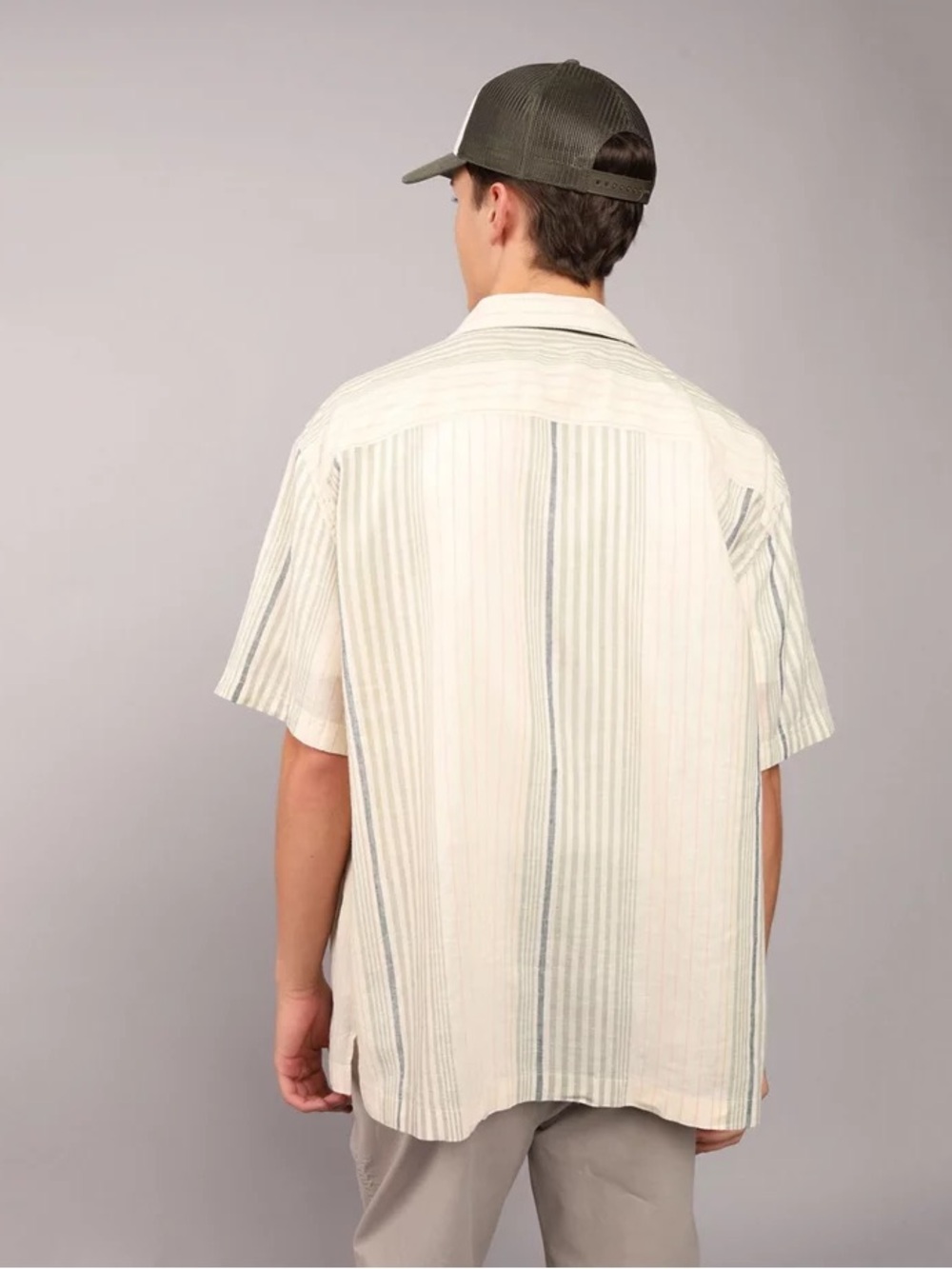 American Eagle Outfitters Poolside Striped Short-Sleeve Button-Down Shirt - Picture 8 of 8